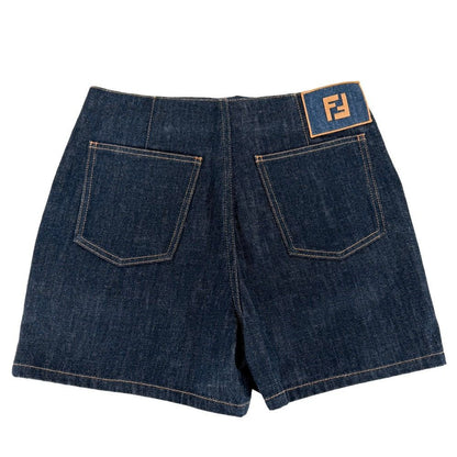 Fendi Denim Culottes Pants Shorts 40 Indigo Gunmetal Cotton — view 2