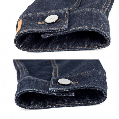 Fendi Denim Jacket Stand Collar Short 38 Indigo Gunmetal Cotton Spring Autumn — view 3