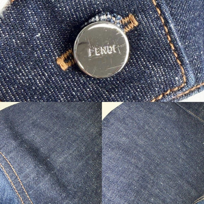 Fendi Denim Jacket Stand Collar Short 38 Indigo Gunmetal Cotton Spring Autumn — view 6