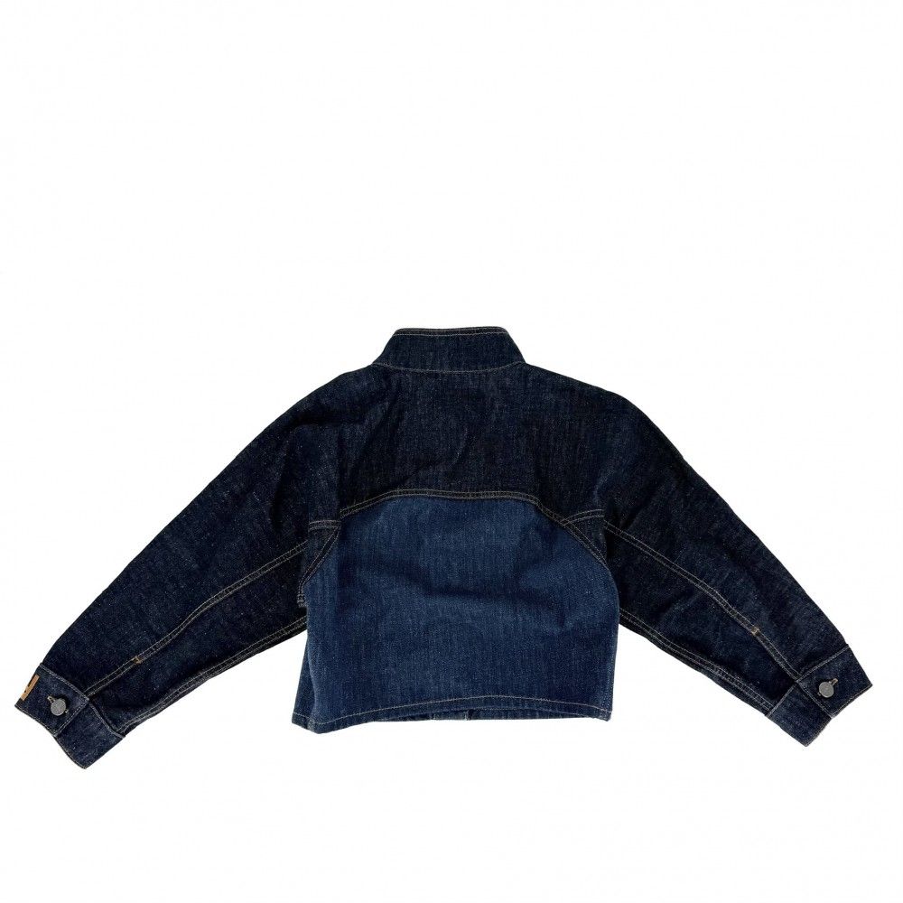 Fendi Denim Jacket Stand Collar Short 38 Indigo Gunmetal Cotton Spring Autumn — view 2