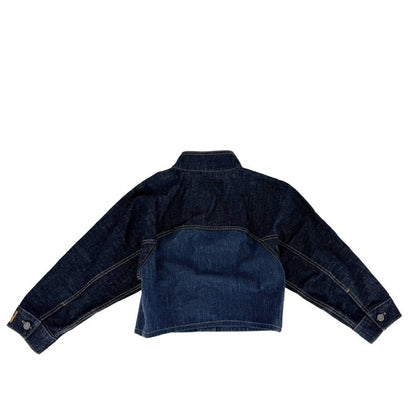 Fendi Denim Jacket Stand Collar Short 38 Indigo Gunmetal Cotton Spring Autumn — view 2