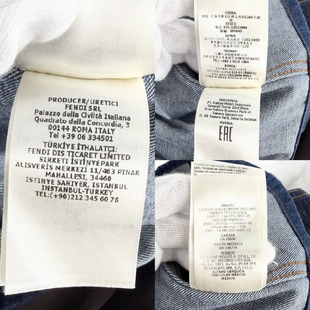 Fendi Denim Jacket Stand Collar Short 38 Indigo Gunmetal Cotton Spring Autumn — view 5