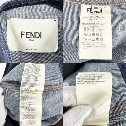 Fendi Denim Jacket Stand Collar Short 38 Indigo Gunmetal Cotton Spring Autumn — view 4