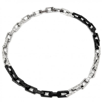Louis Vuitton Necklace Monogram Chain Silver Black