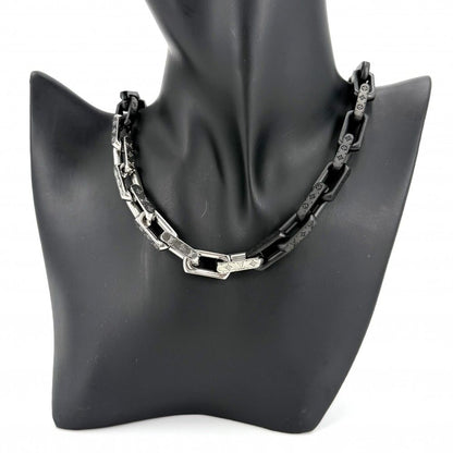 Louis Vuitton Necklace Monogram Chain Silver Black — view 2