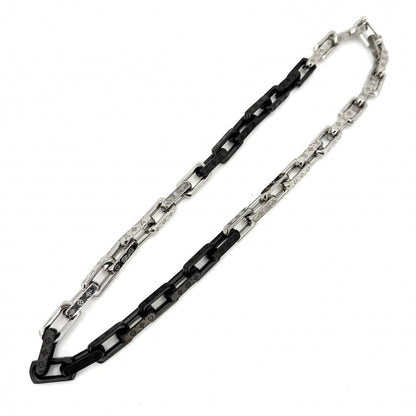 Louis Vuitton Necklace Monogram Chain Silver Black — view 4