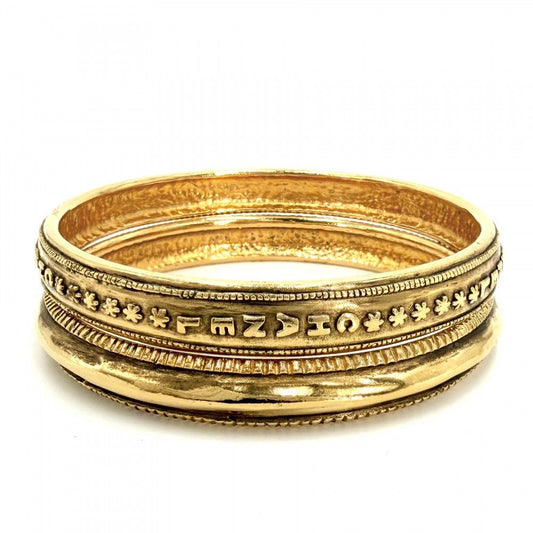 Chanel Bangle Logo 2 Row Bracelet Vintage Gold Plated 62.2
