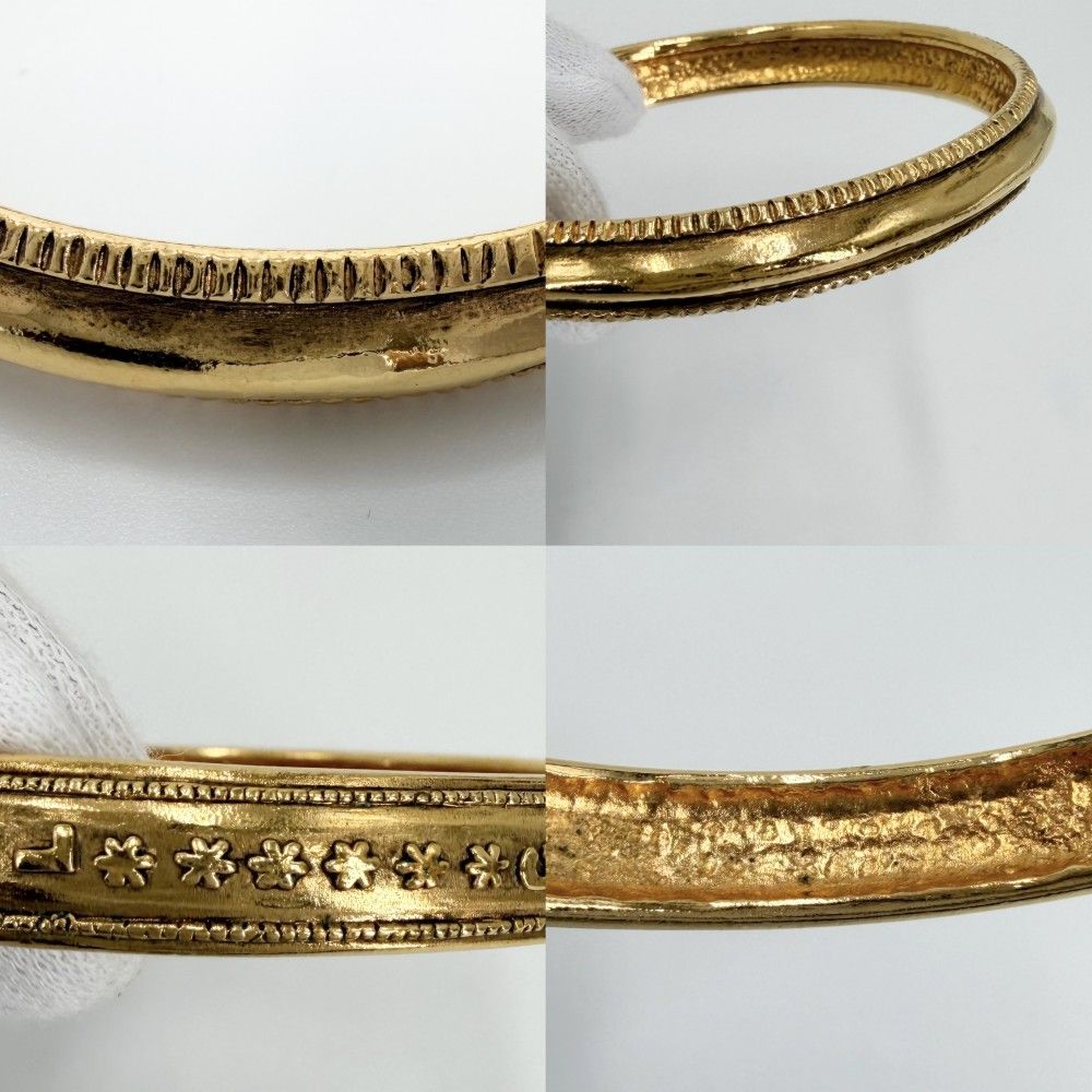 Chanel Bangle Logo 2 Row Bracelet Vintage Gold Plated 62.2 — view 4