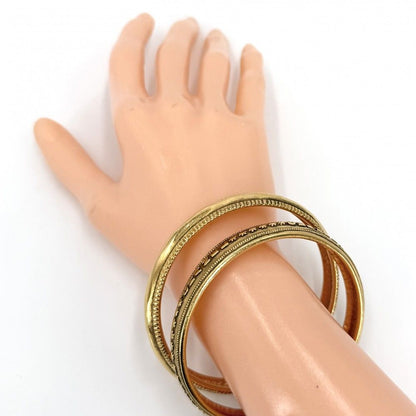 Chanel Bangle Logo 2 Row Bracelet Vintage Gold Plated 62.2 — view 2