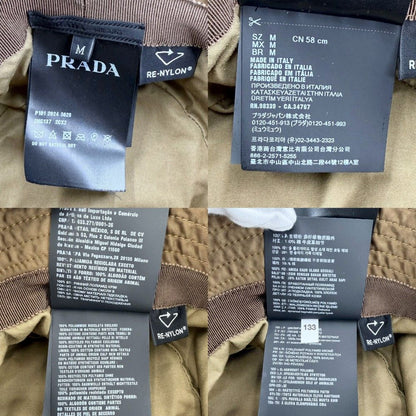 Prada Hat Triangle Logo Bucket Hat M Nylon Brown Silver — view 5