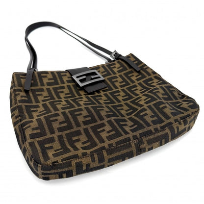 Fendi Tote Zucca Handbag Shoulder Canvas Leather Brown Silver — view 3