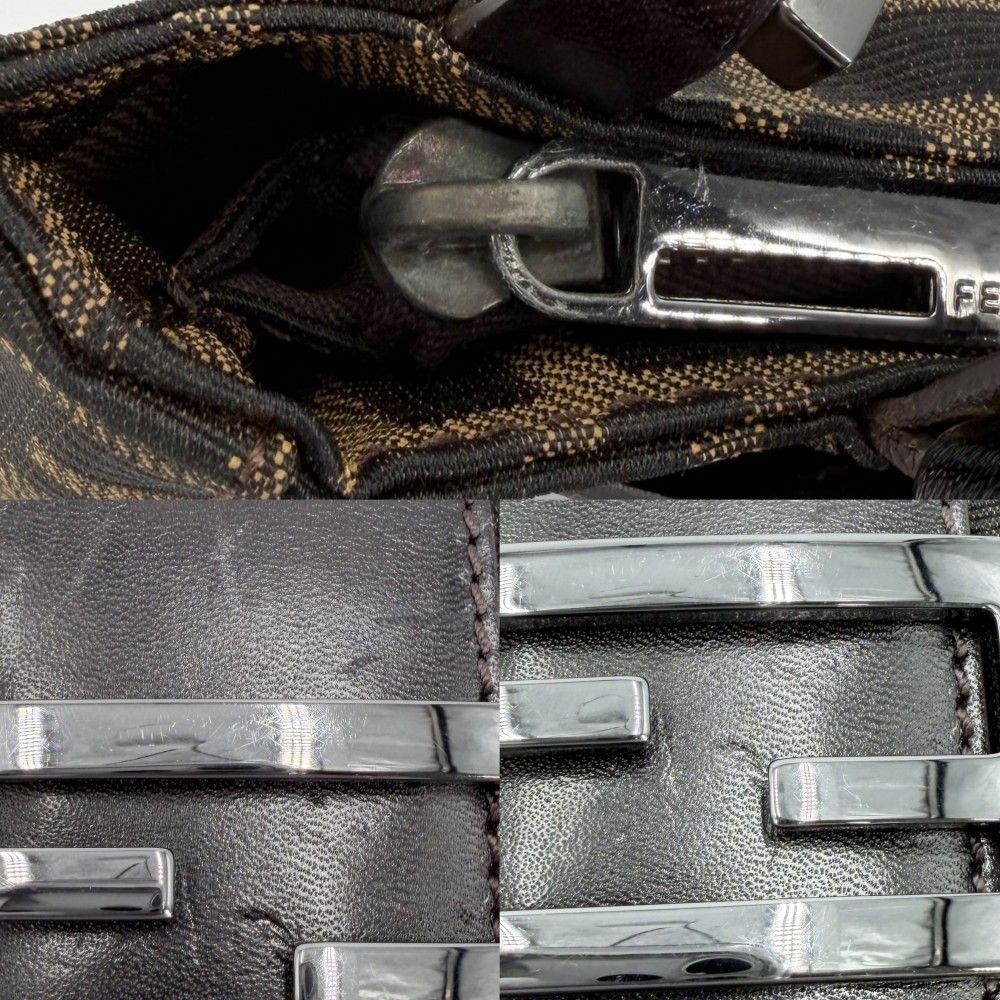 Fendi Tote Zucca Handbag Shoulder Canvas Leather Brown Silver — view 6