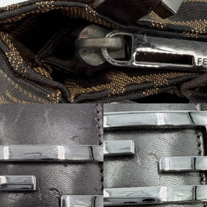 Fendi Tote Zucca Handbag Shoulder Canvas Leather Brown Silver — view 6