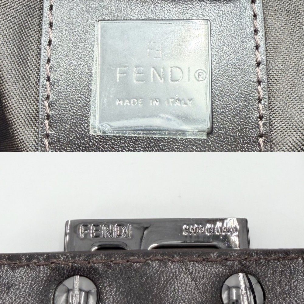 Fendi Tote Zucca Handbag Shoulder Canvas Leather Brown Silver — view 5