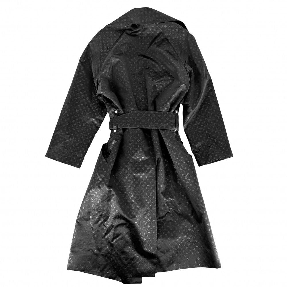 Louis Vuitton Monogram Long Coat 38 Black Silk Metallic Fiber Spring Autumn — view 2