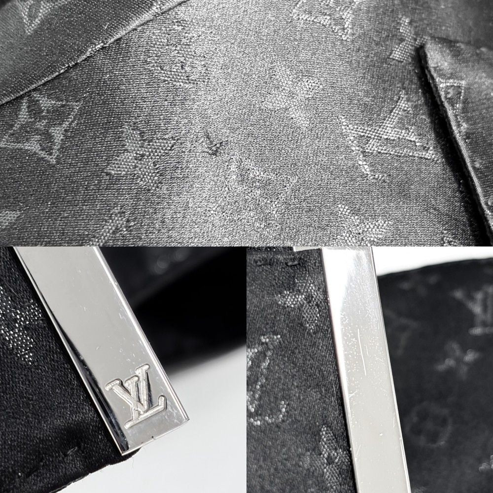 Louis Vuitton Monogram Long Coat 38 Black Silk Metallic Fiber Spring Autumn — view 5