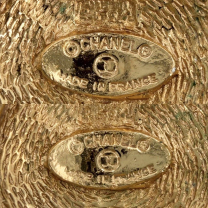 Chanel Earrings Quilted Round CC Logo Vintage Gold Plated — view 4
