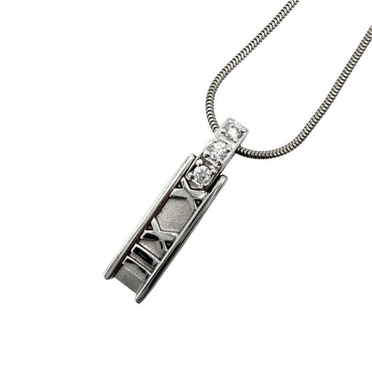 Tiffany & Co Necklace Atlas Bar Pendant 18k WG White Gold Diamond