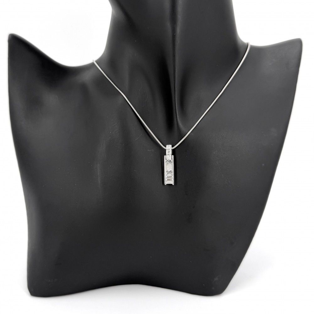 Tiffany & Co Necklace Atlas Bar Pendant 18k WG White Gold Diamond — view 3