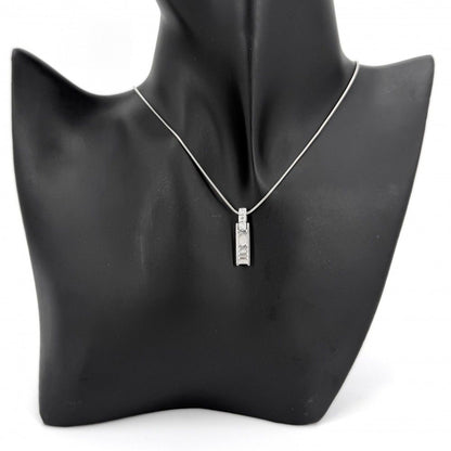 Tiffany & Co Necklace Atlas Bar Pendant 18k WG White Gold Diamond — view 3