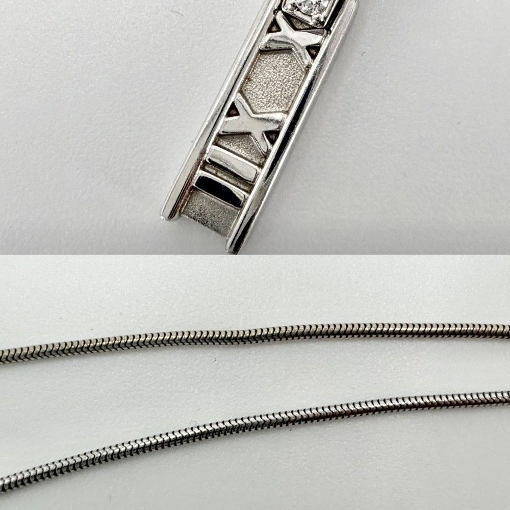 Tiffany & Co Necklace Atlas Bar Pendant 18k WG White Gold Diamond — view 7