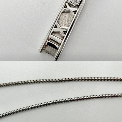 Tiffany & Co Necklace Atlas Bar Pendant 18k WG White Gold Diamond — view 7