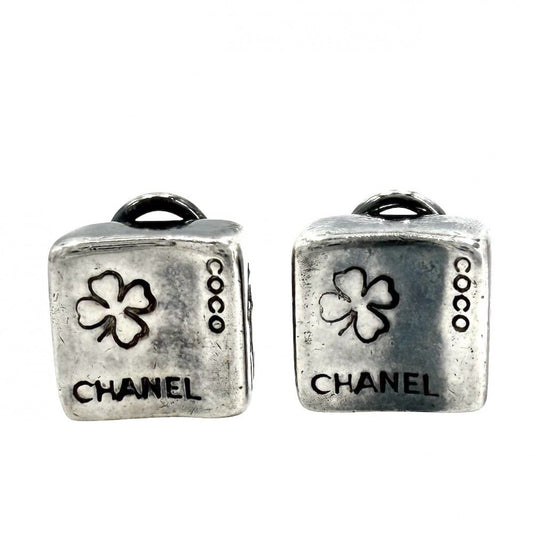 Chanel Earrings Square Clover Mademoiselle 925 Sterling Silver