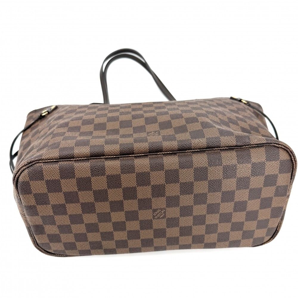 Louis Vuitton Tote Neverfull MM Handbag Shoulder Damier Canvas Brown Gold — view 3