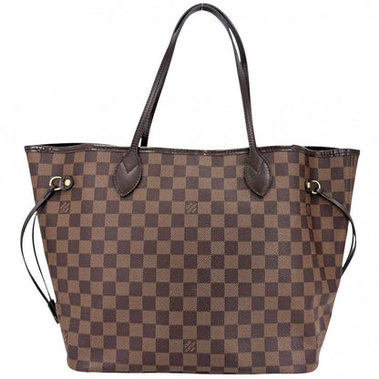 Louis Vuitton Tote Neverfull MM Handbag Shoulder Damier Canvas Brown Gold — view 2