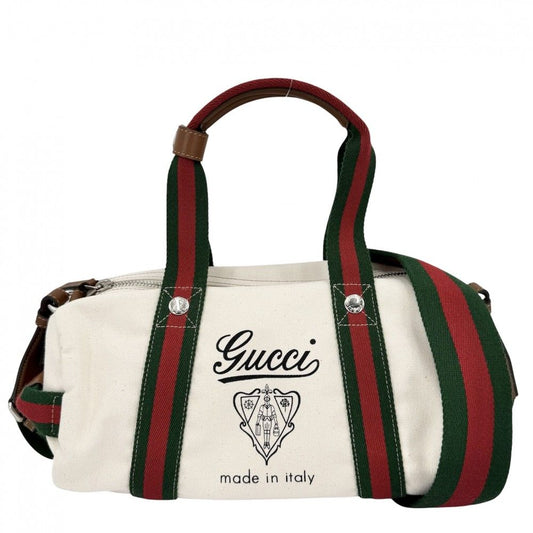 Gucci 2-Way Ophidia Print Shoulder Bag Crossbody Canvas Ivory Brown Silver
