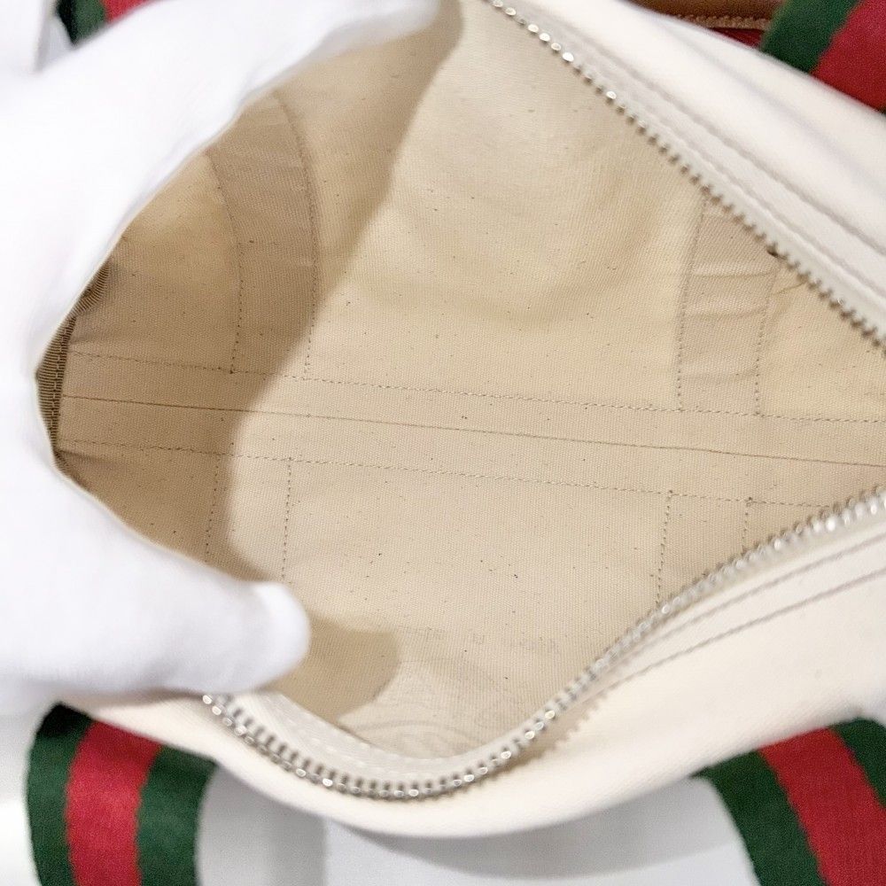 Gucci 2-Way Ophidia Print Shoulder Bag Crossbody Canvas Ivory Brown Silver — view 4