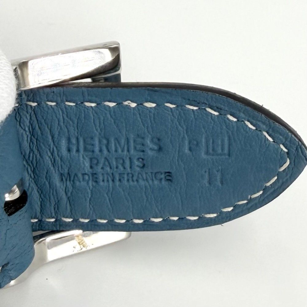 Hermes Shoulder Bag Trim 35 Leather Blue Silver — view 5