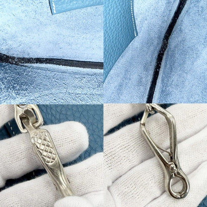 Hermes Shoulder Bag Trim 35 Leather Blue Silver — view 8