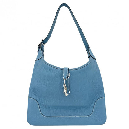 Hermes Shoulder Bag Trim 35 Leather Blue Silver