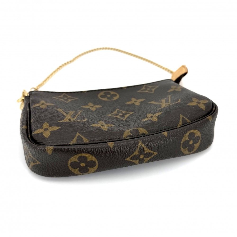Louis Vuitton Handbag Mini Pochette Accessoires Monogram Canvas Brown Gold — view 3