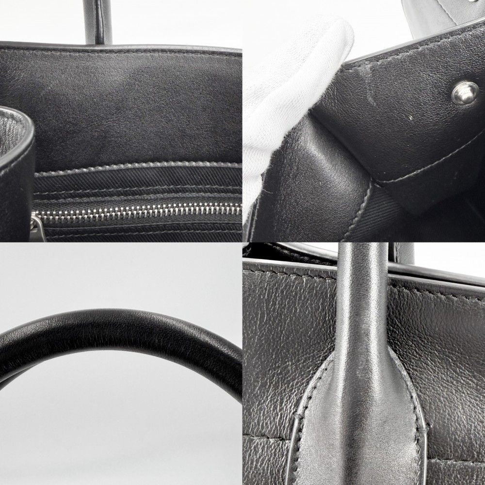 Saint Laurent Paris Tote Rive Gauche Handbag Leather Black Silver — view 7