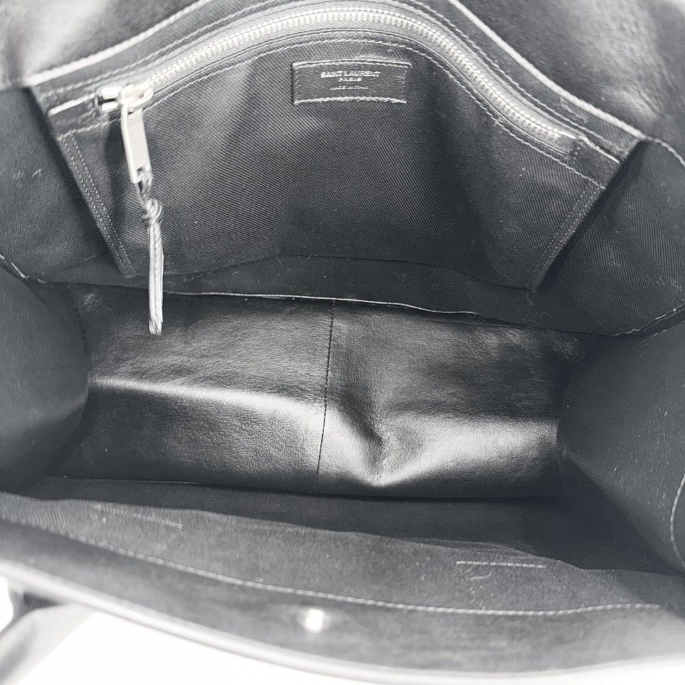 Saint Laurent Paris Tote Rive Gauche Handbag Leather Black Silver — view 4