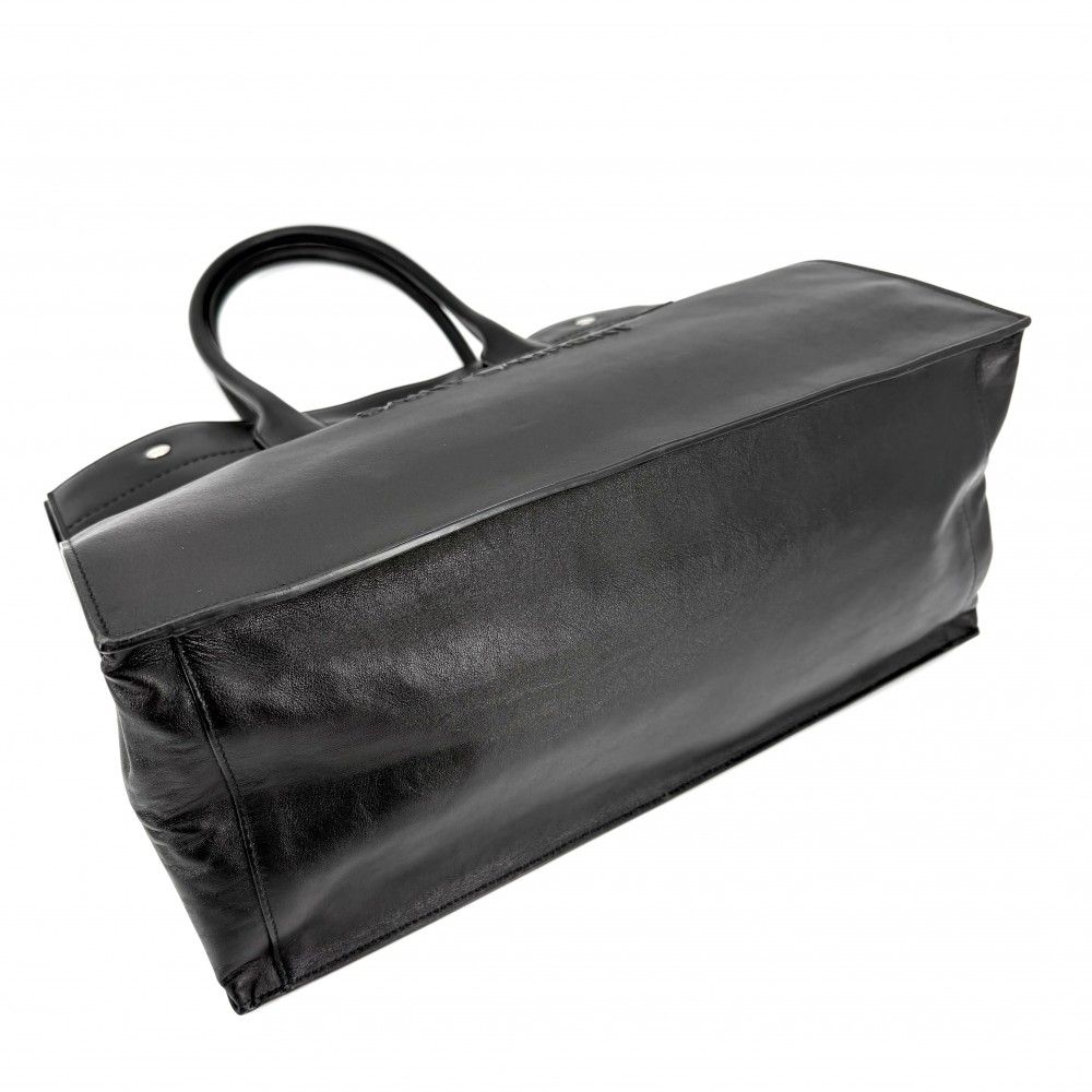 Saint Laurent Paris Tote Rive Gauche Handbag Leather Black Silver — view 3