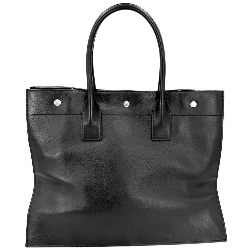 Saint Laurent Paris Tote Rive Gauche Handbag Leather Black Silver — view 2