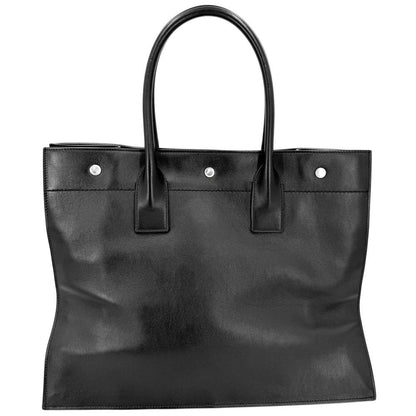 Saint Laurent Paris Tote Rive Gauche Handbag Leather Black Silver — view 2