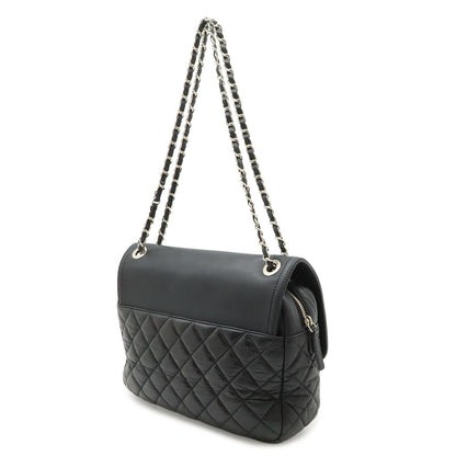 Chanel Quilted CC Logo Chain Shoulder Bag Leather Black Silver — view 2