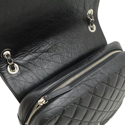 Chanel Quilted CC Logo Chain Shoulder Bag Leather Black Silver — view 8