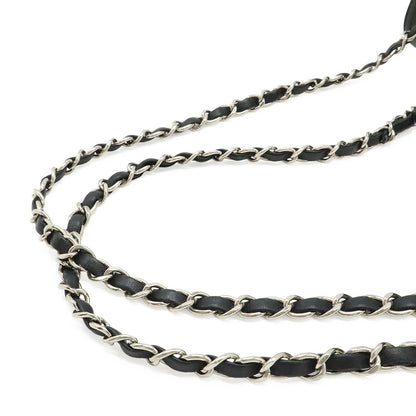 Chanel Quilted CC Logo Chain Shoulder Bag Leather Black Silver — view 5