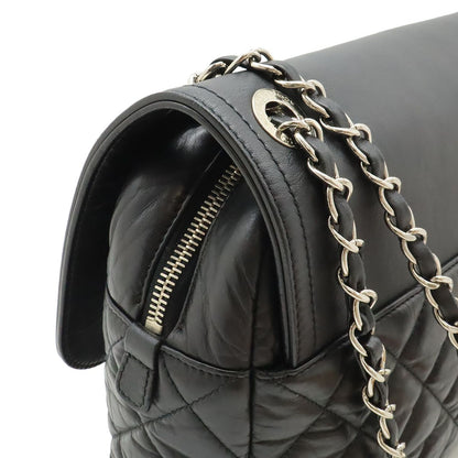 Chanel Quilted CC Logo Chain Shoulder Bag Leather Black Silver — view 4