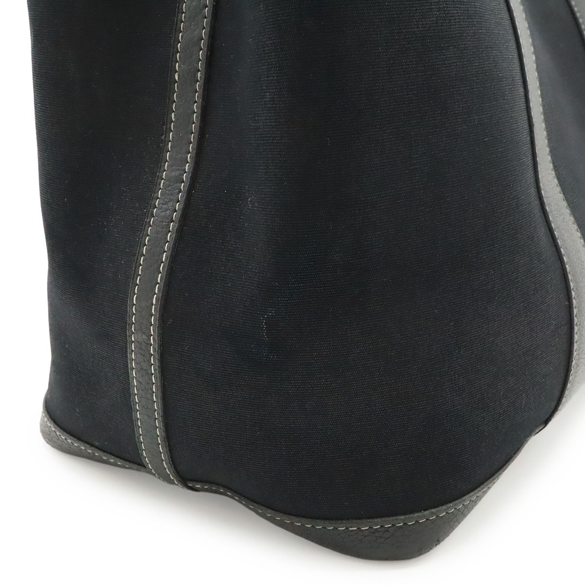 Hermes Garden Party PM Tote Shoulder Bag Toile Officier Leather Black — view 6