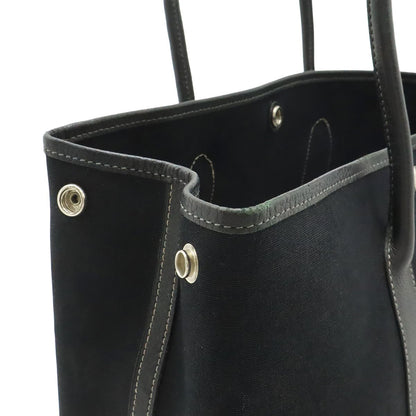 Hermes Garden Party PM Tote Shoulder Bag Toile Officier Leather Black — view 5
