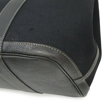 Hermes Garden Party PM Tote Shoulder Bag Toile Officier Leather Black — view 3