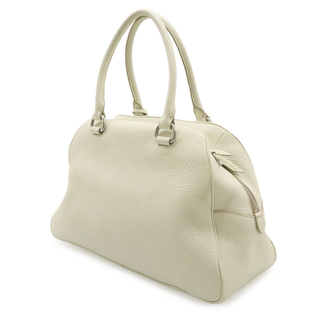 Prada Vitello Phenix Handbag Leather White Silver — view 2