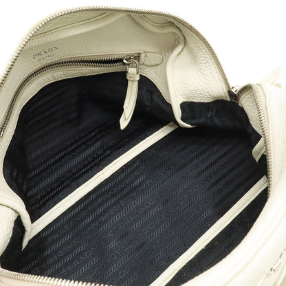 Prada Vitello Phenix Handbag Leather White Silver — view 6