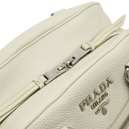 Prada Vitello Phenix Handbag Leather White Silver — view 5